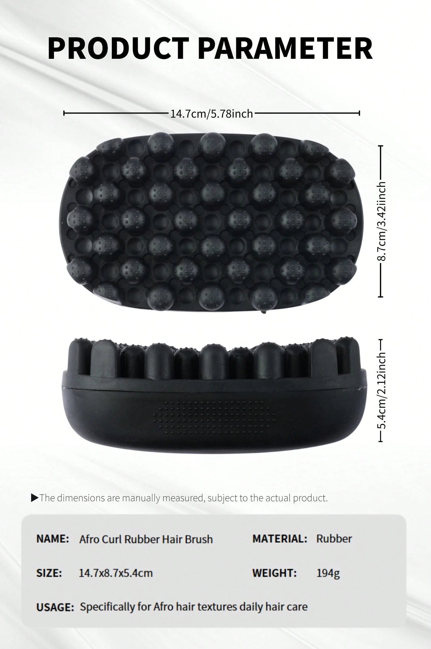 Black Rubber Curly Hair Brush