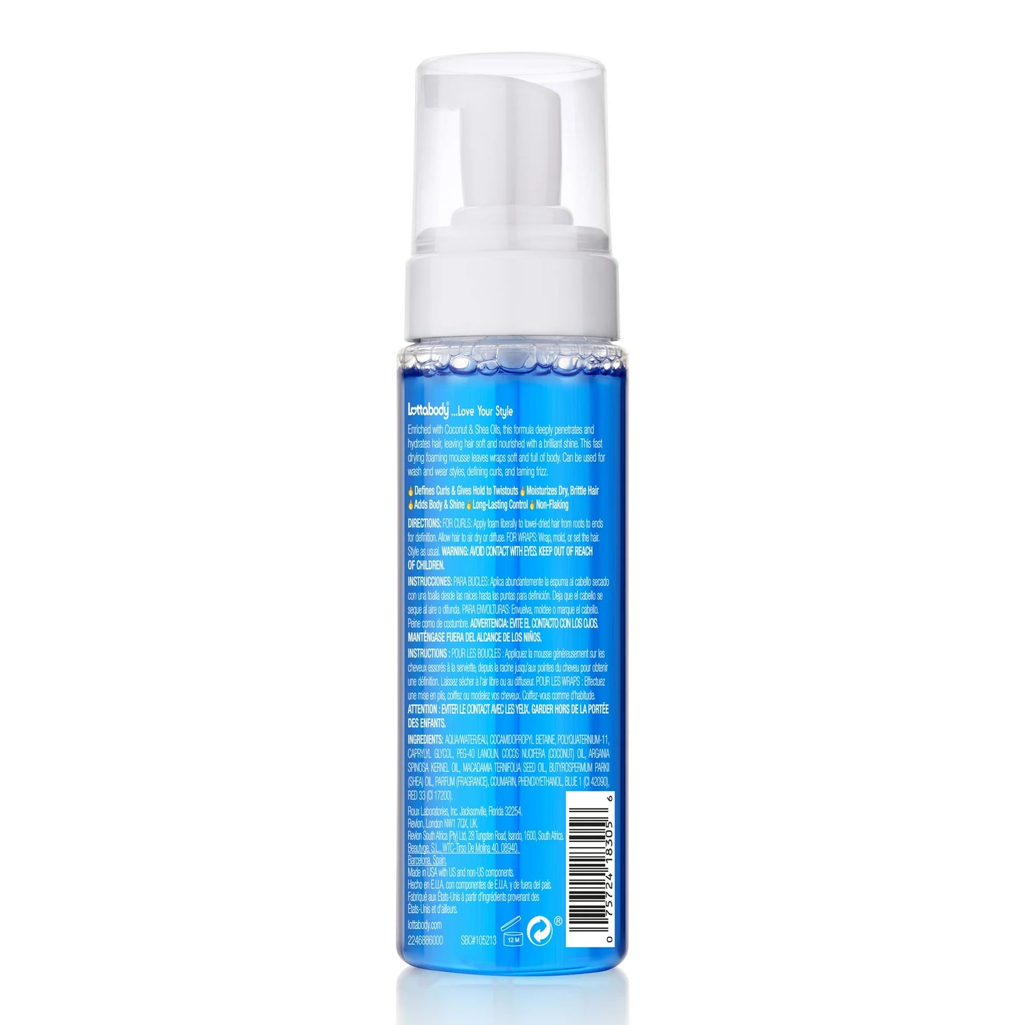 Lottabody Wrap Me Foaming Curl Mousse with Coconut and Shea Oil, 7 Oz