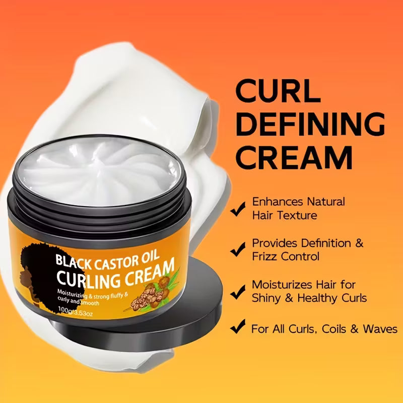 Black Castor Oil Curling Cream with Moroccan Argan Oil