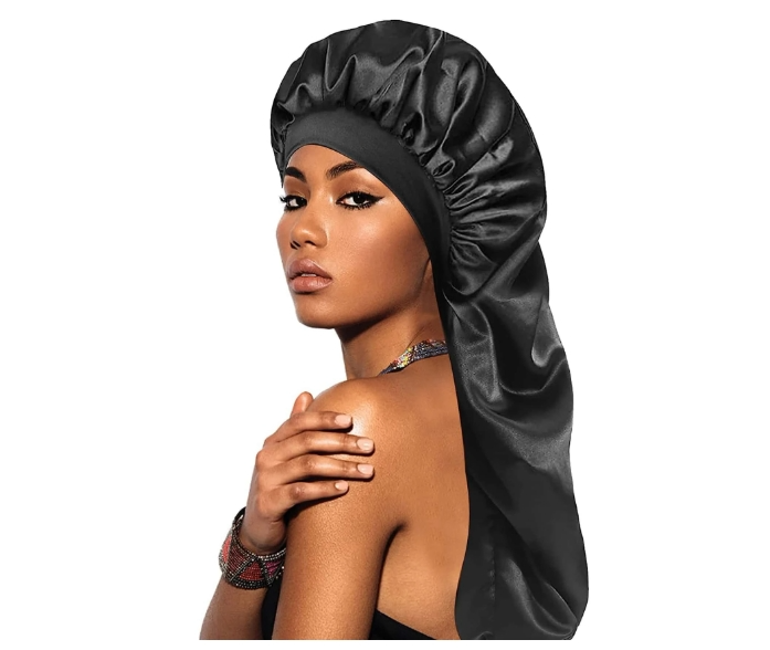 All - Black Satin Hair Bonnet
