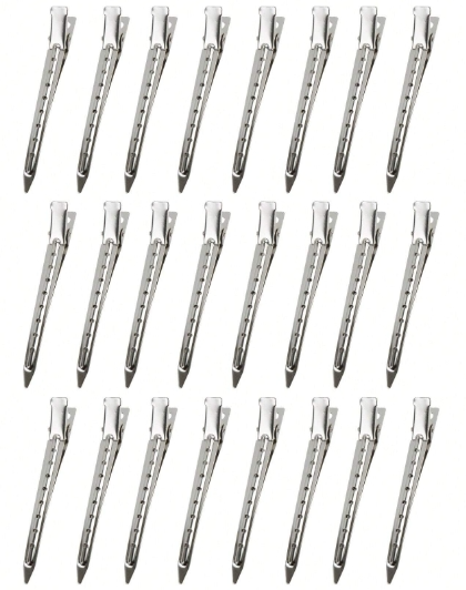 Duck Bill Silver Hair Clips (12 count)