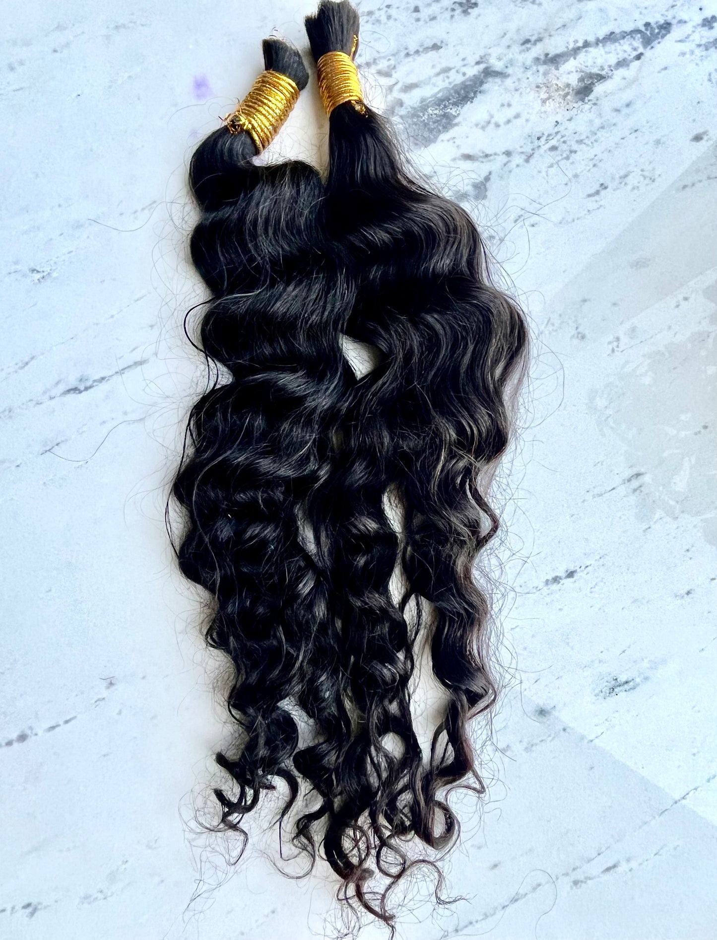 Boho Bulk Wavy Human Hair Bundle 24" Long - Black