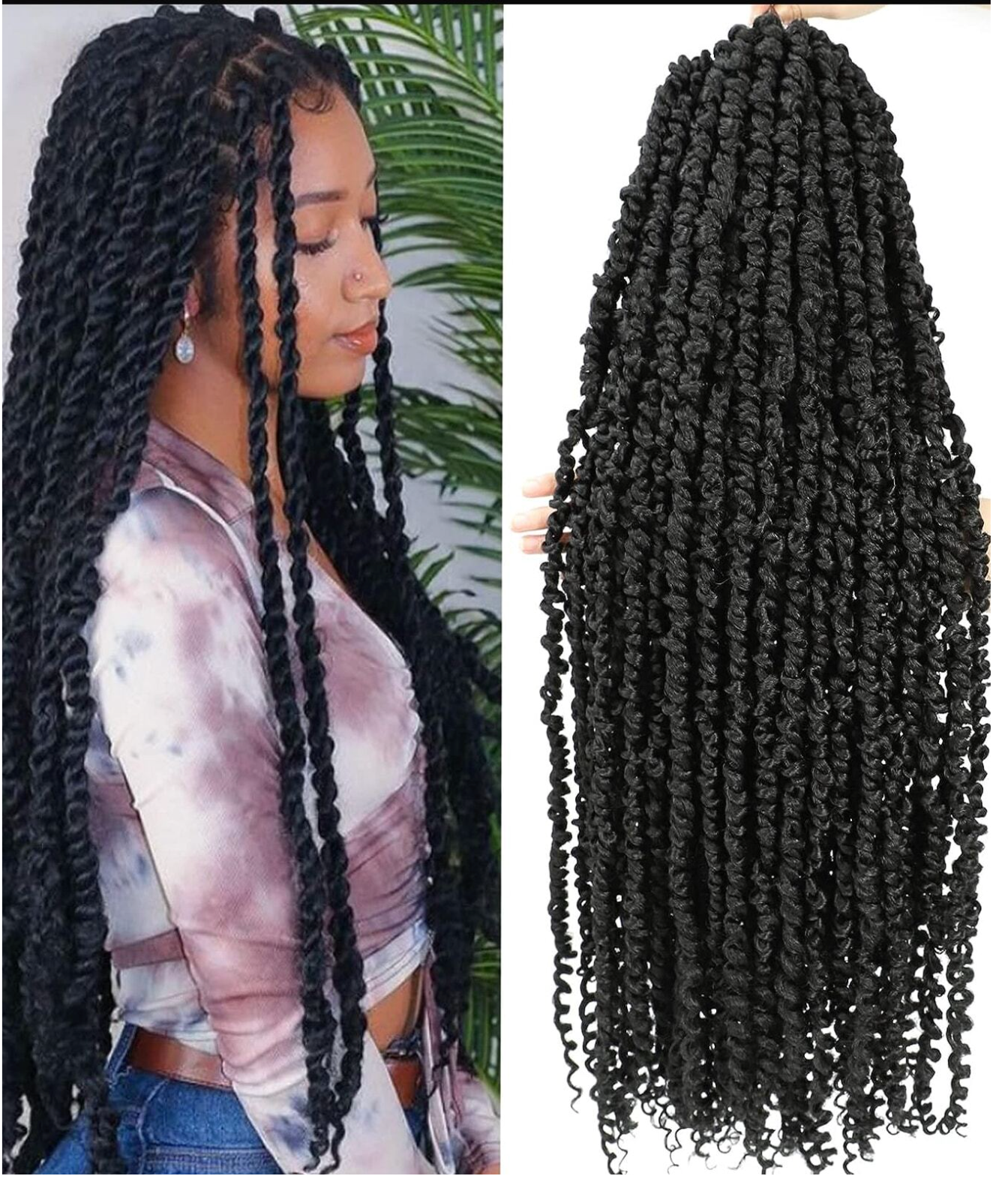 24" Passion Black Twist Crochet Hair (8 Pack)