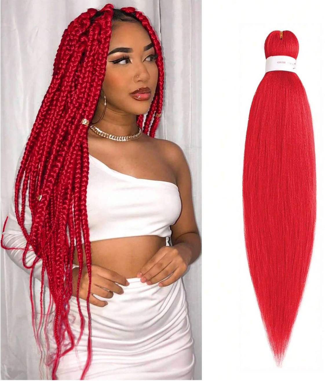 26" Red Yaki Braiding Hair (2Pack)