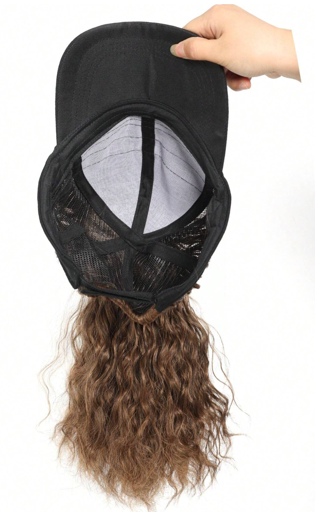 Curly Hat Light Brown Hair Ponytail Extension Wig