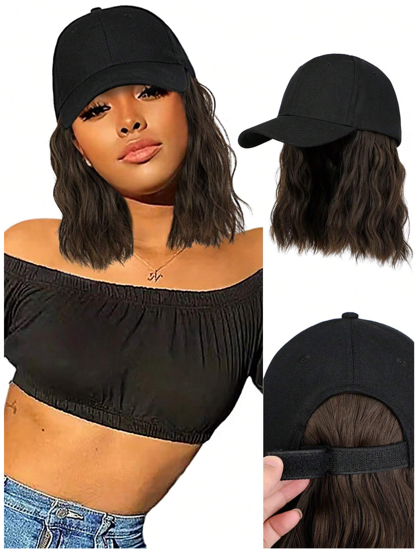 8" Brown Wavy Hat Wig