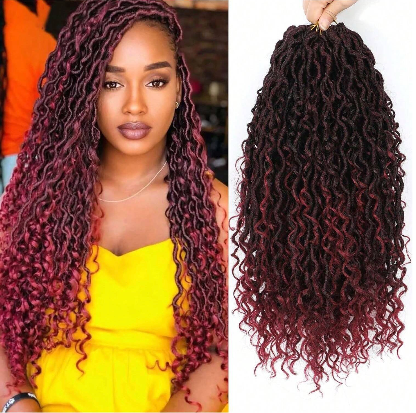 Red Highlight 18" Crochet Goddess Locs
