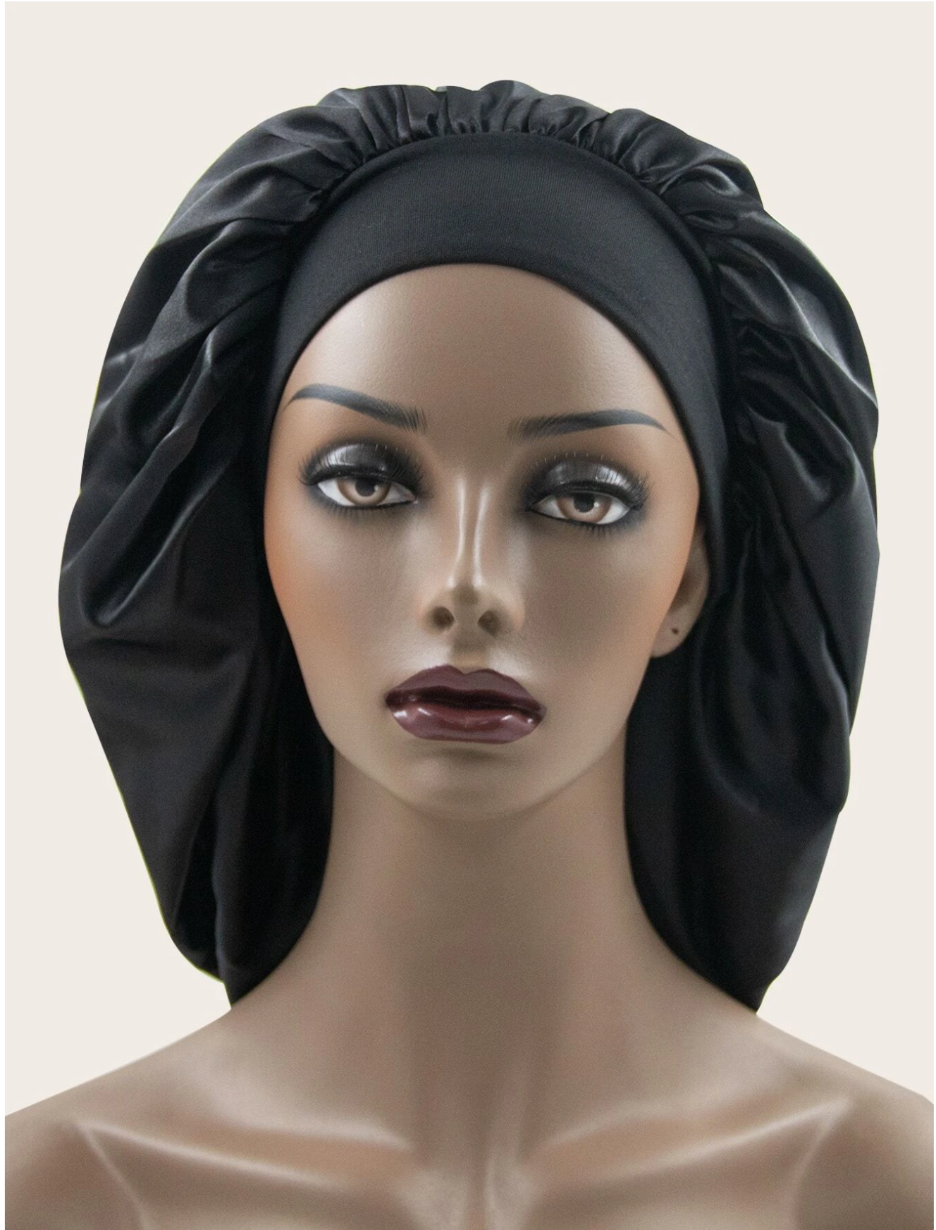 Black Satin Hair Bonnet