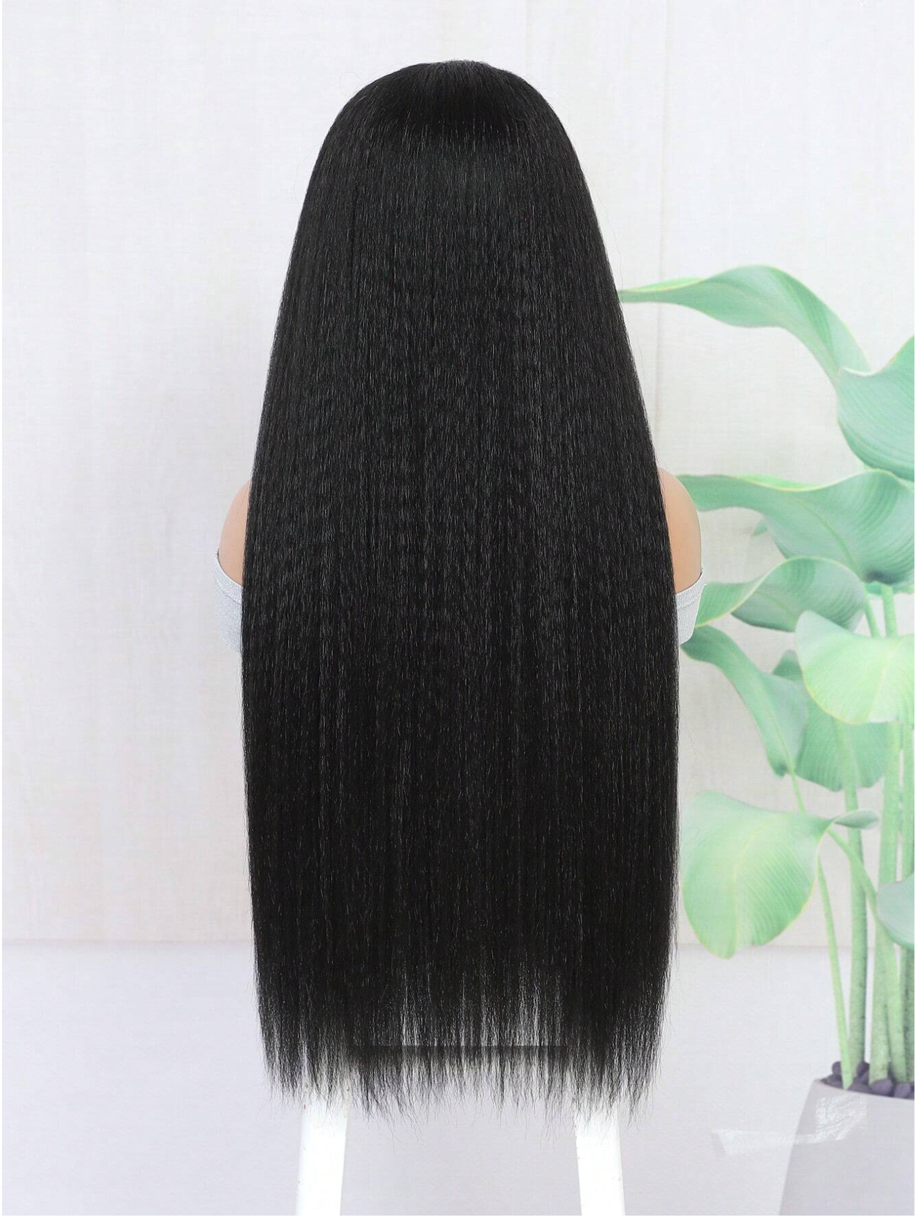 Black Kinky Straight 28" Headband Wig