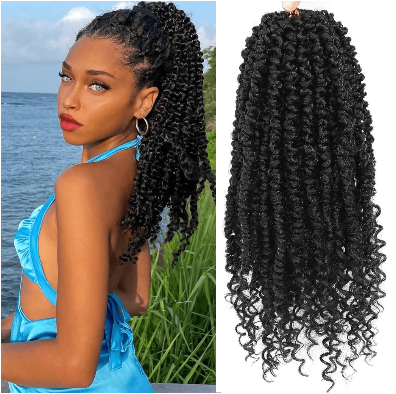 Black 14" Crochet Passion Twists Crochet Hair (9 Pack)