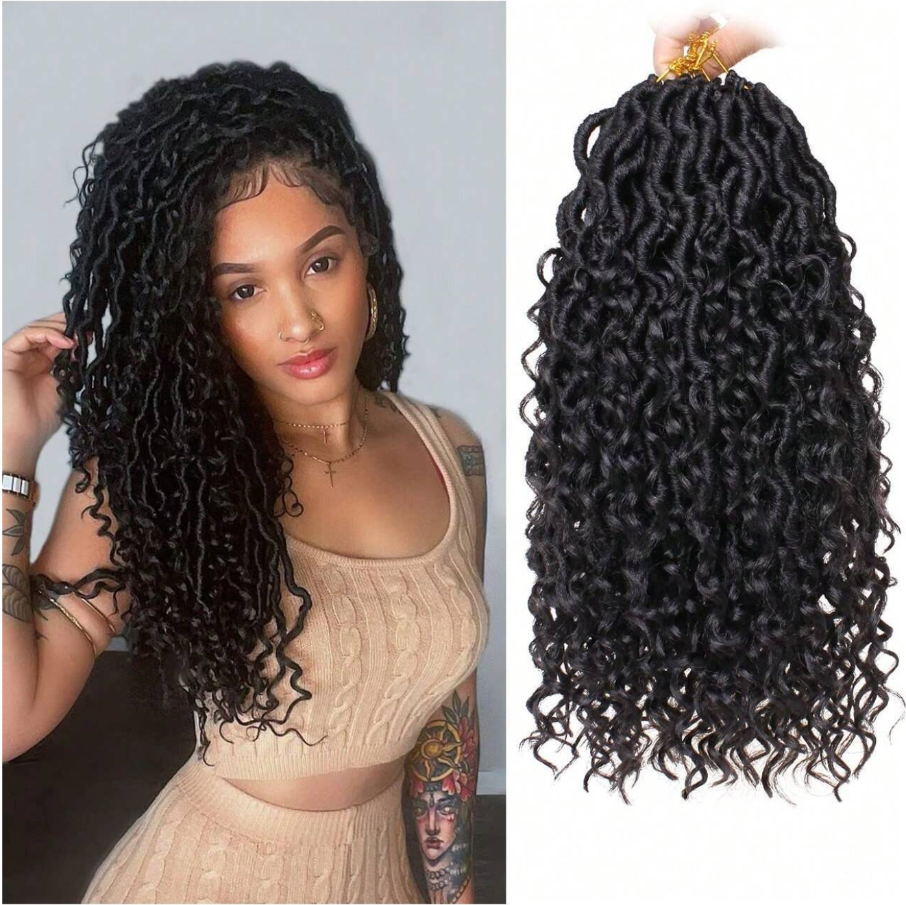 Natural Black Goddess Faux Locs Crochet Hair 24"