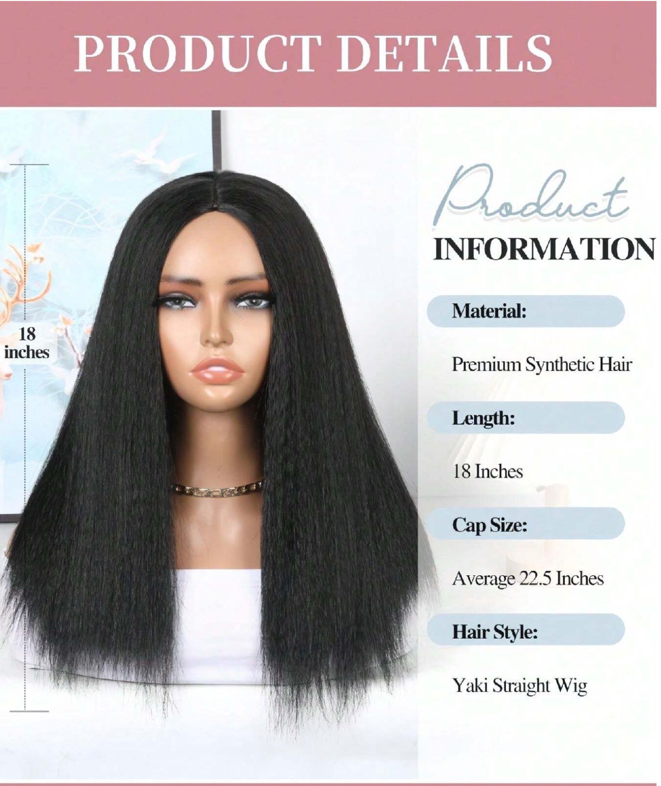 Black Natural Yaki 26" Synthetic Wig
