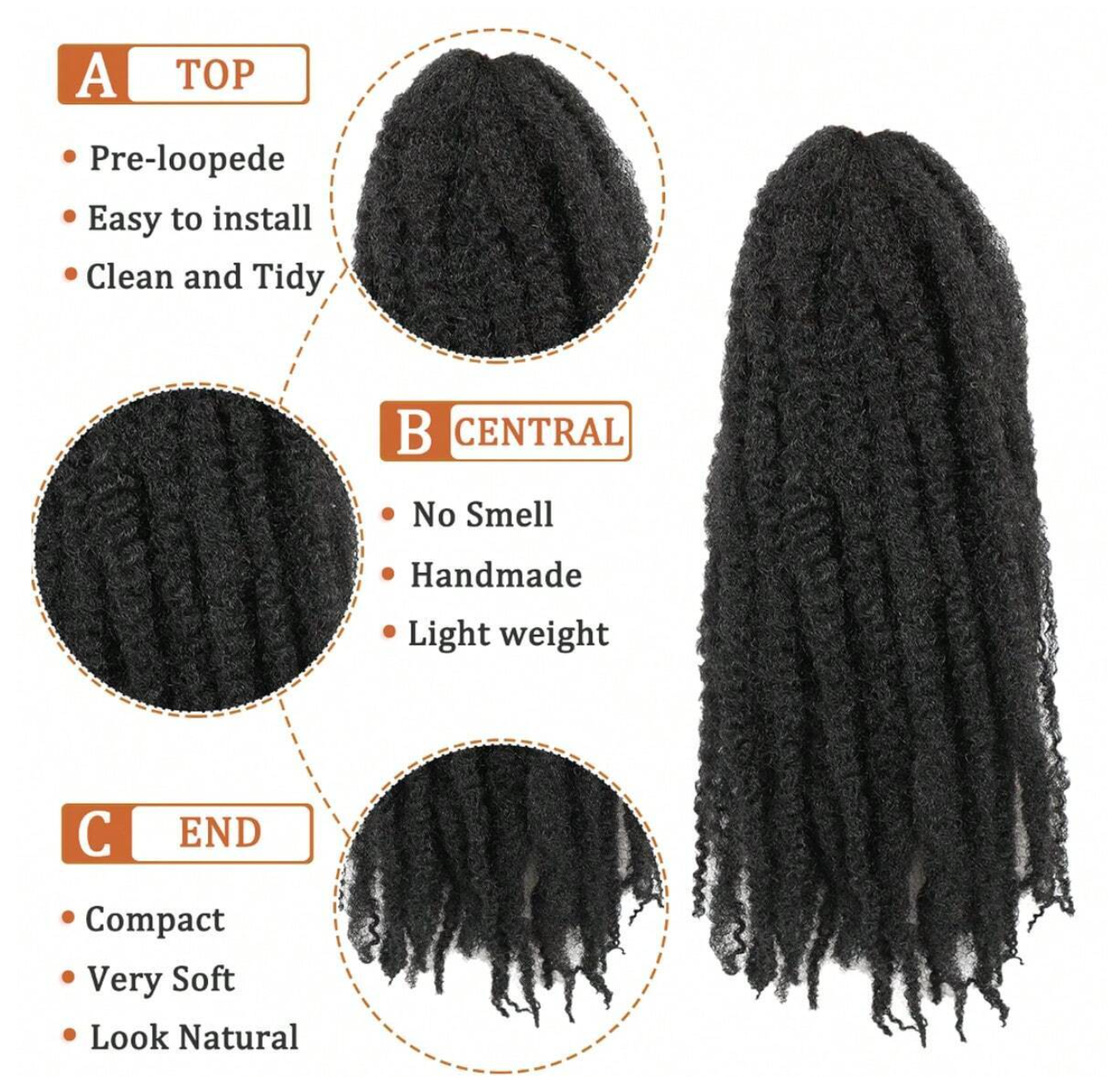 Marley Twist Afro Hair 3 Pack 18" Black