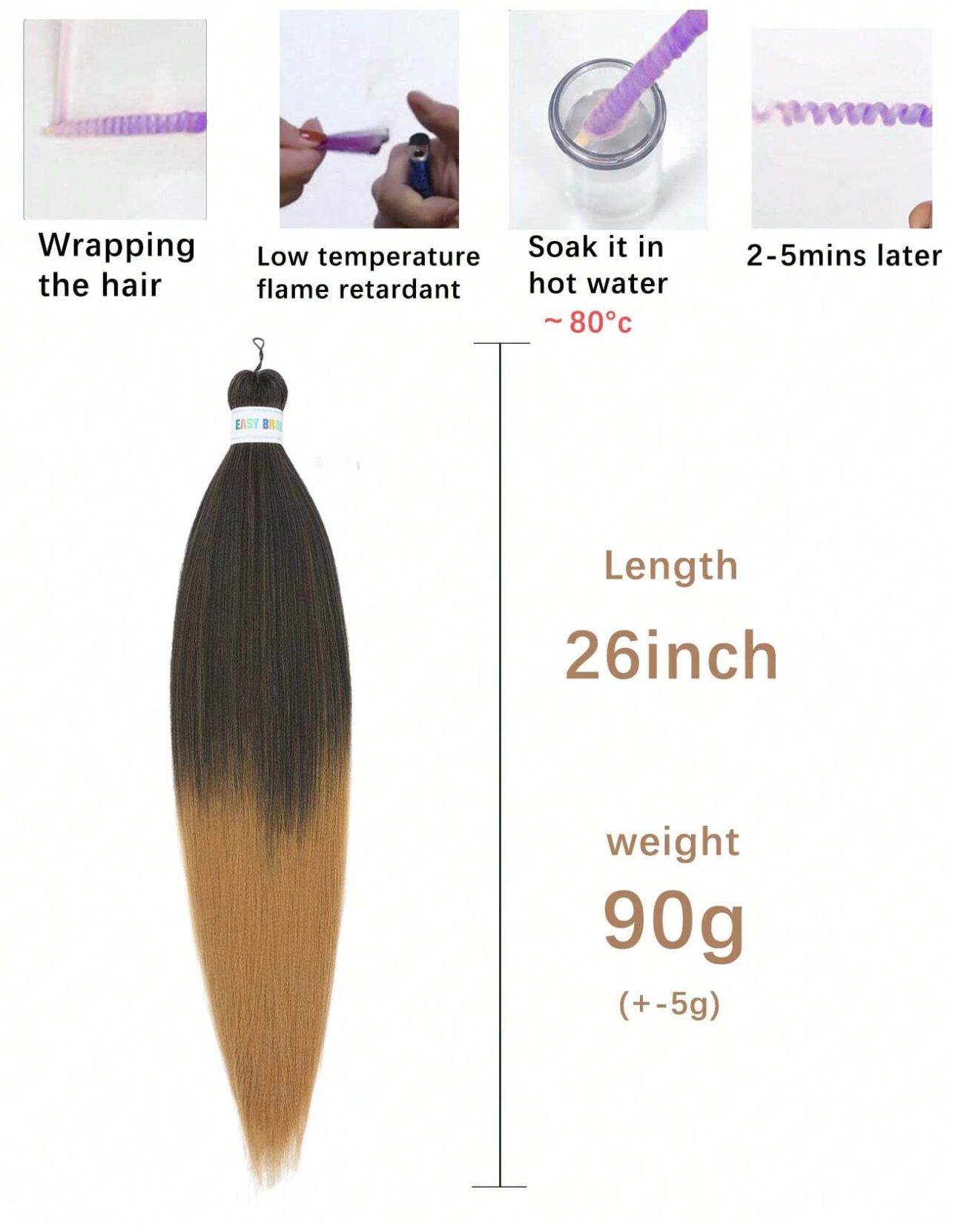 Brown Ombre 26" Braiding Hair (8 Pack)