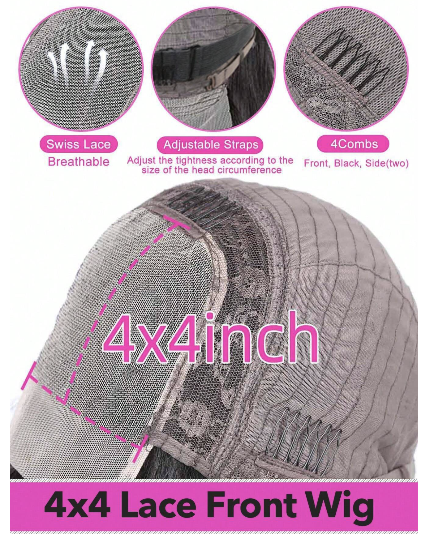 Glueless Body Wave Bob Wig with 4x4 Lace Closure