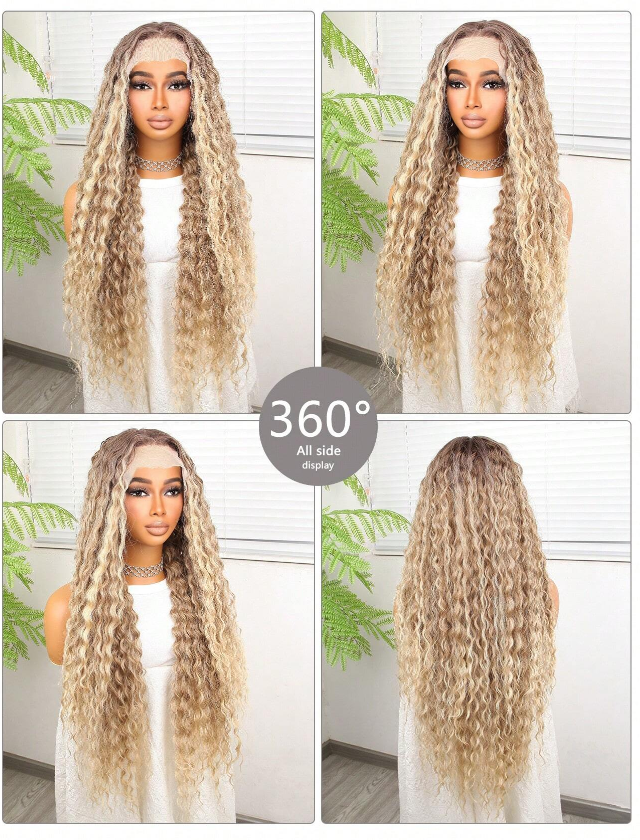 Blonde Ombre Wavy Synthetic Lace Front Wig - 32"