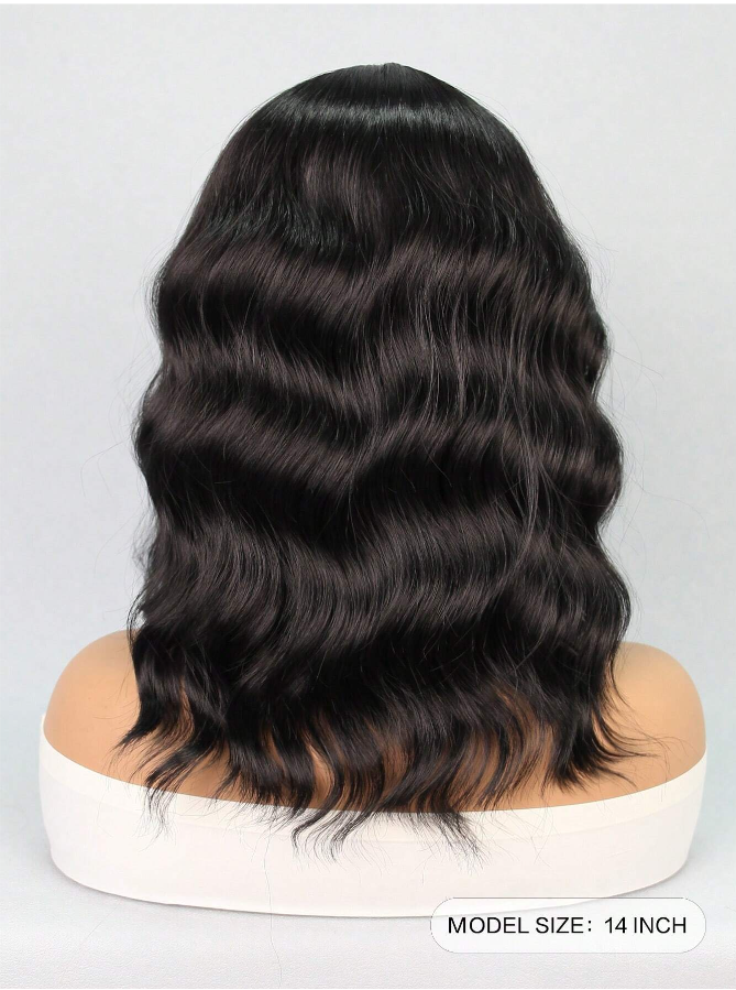 Black 14" Lace Syntheitc Wavy Wig