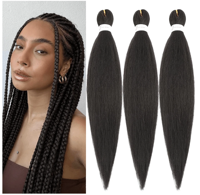 30” Braiding Hair Pre Stretched Kanekalon-#1B (6pack)