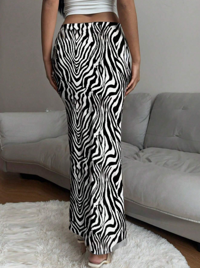 Black & White Zebra Print Maxi Skirt