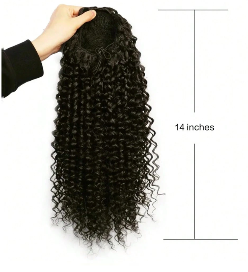 Black 14" Kinky Afro Curly Drawstring Ponytail