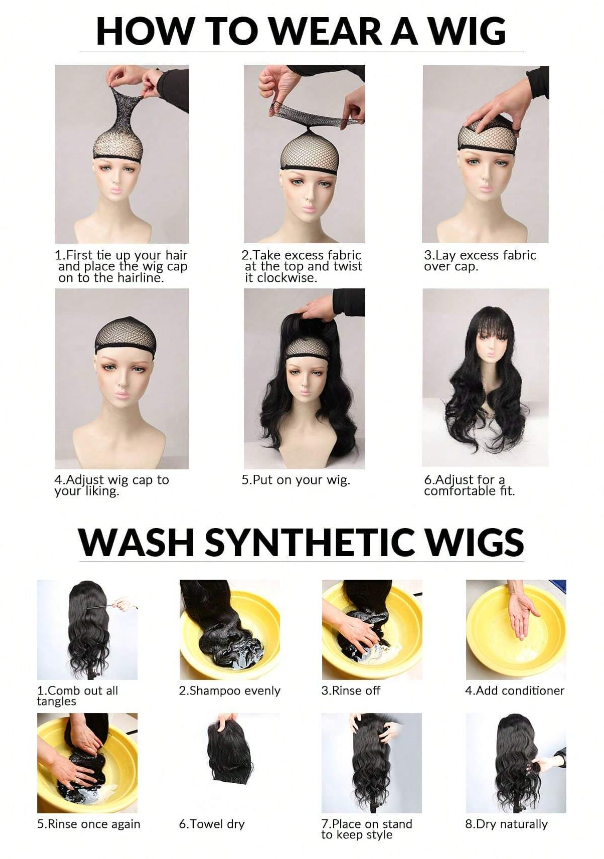 Black 14" Lace Syntheitc Wavy Wig