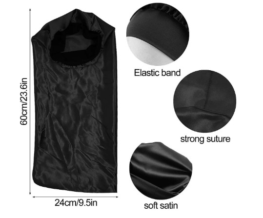 All - Black Satin Hair Bonnet