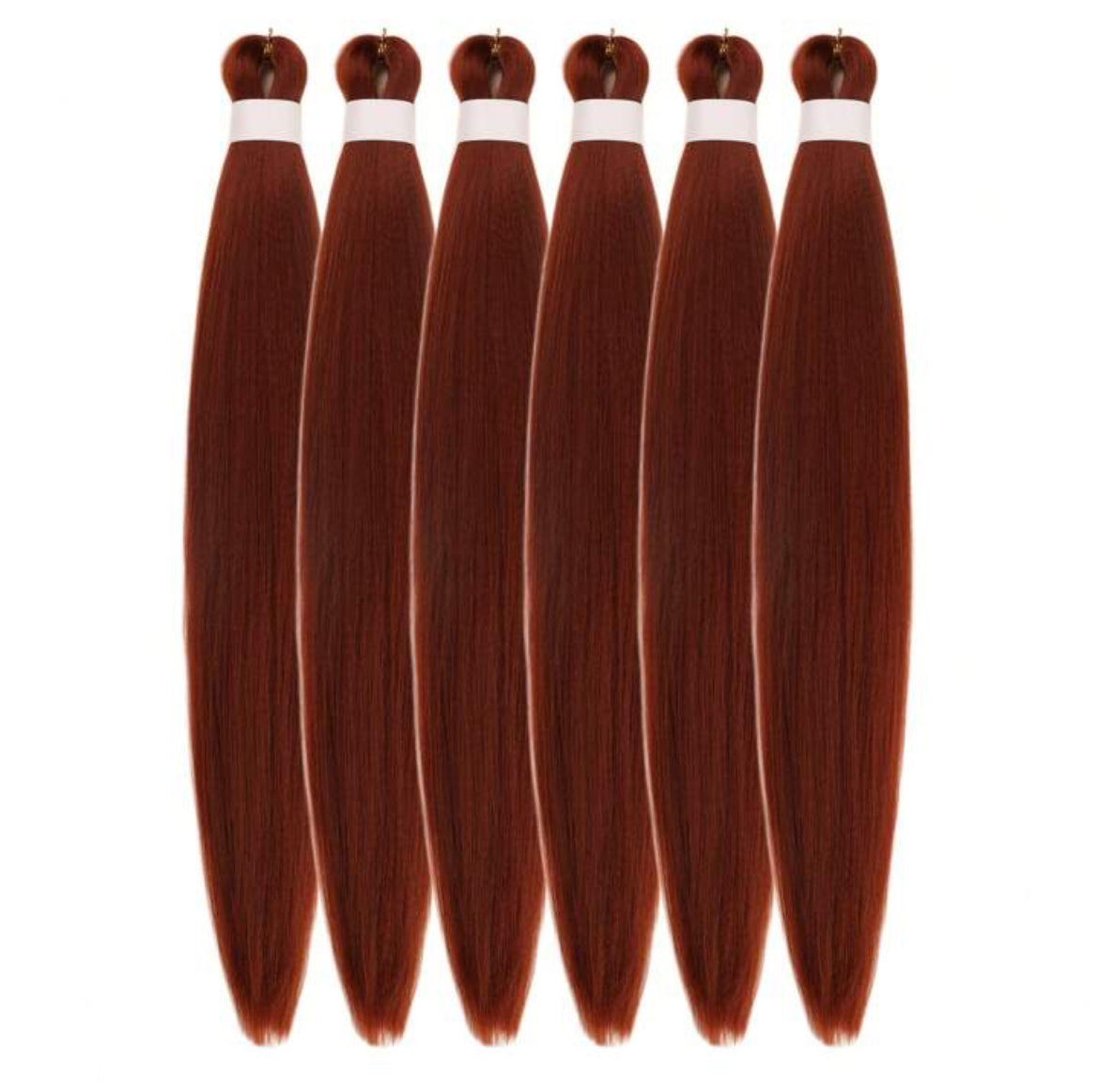 6 Pack Auburn Reddish Brown Pre-Stretched 30" Braiding Hair