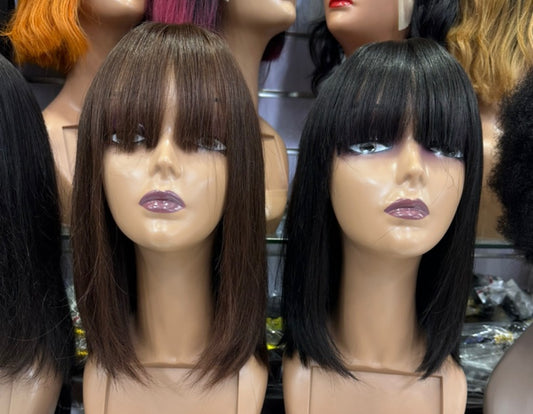 High Quality Human Hair Bob w/Bangs Wig