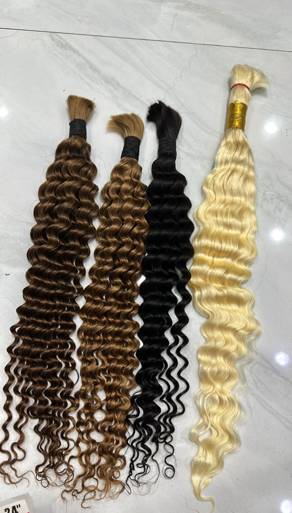 Boho Bulk Deep Wave Human Hair Bundle 24" Long