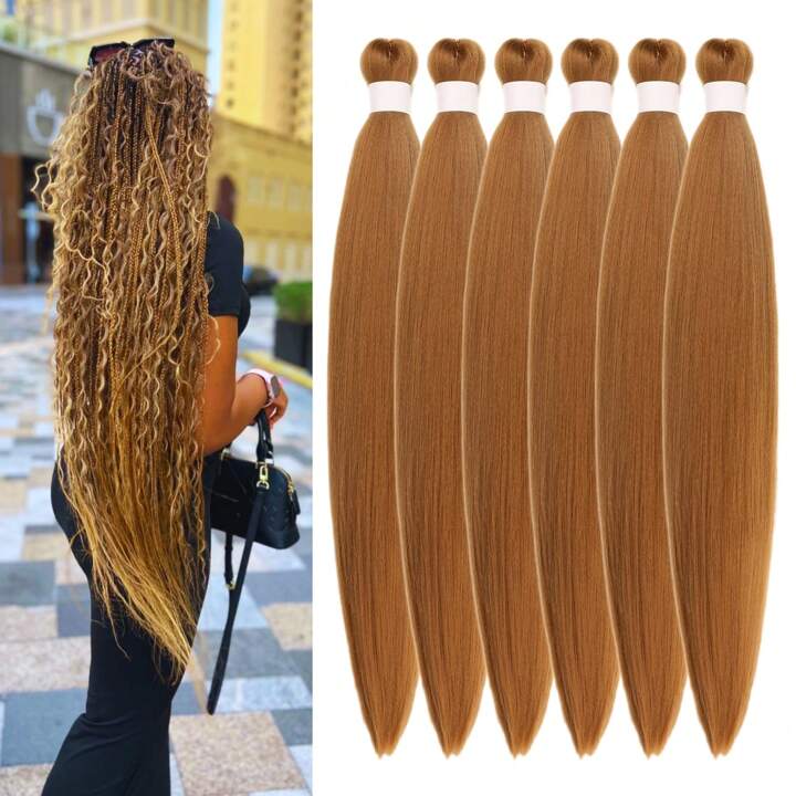 6 Pack #27 Honey Blonde Pre-Stretched 30" Braiding Hair