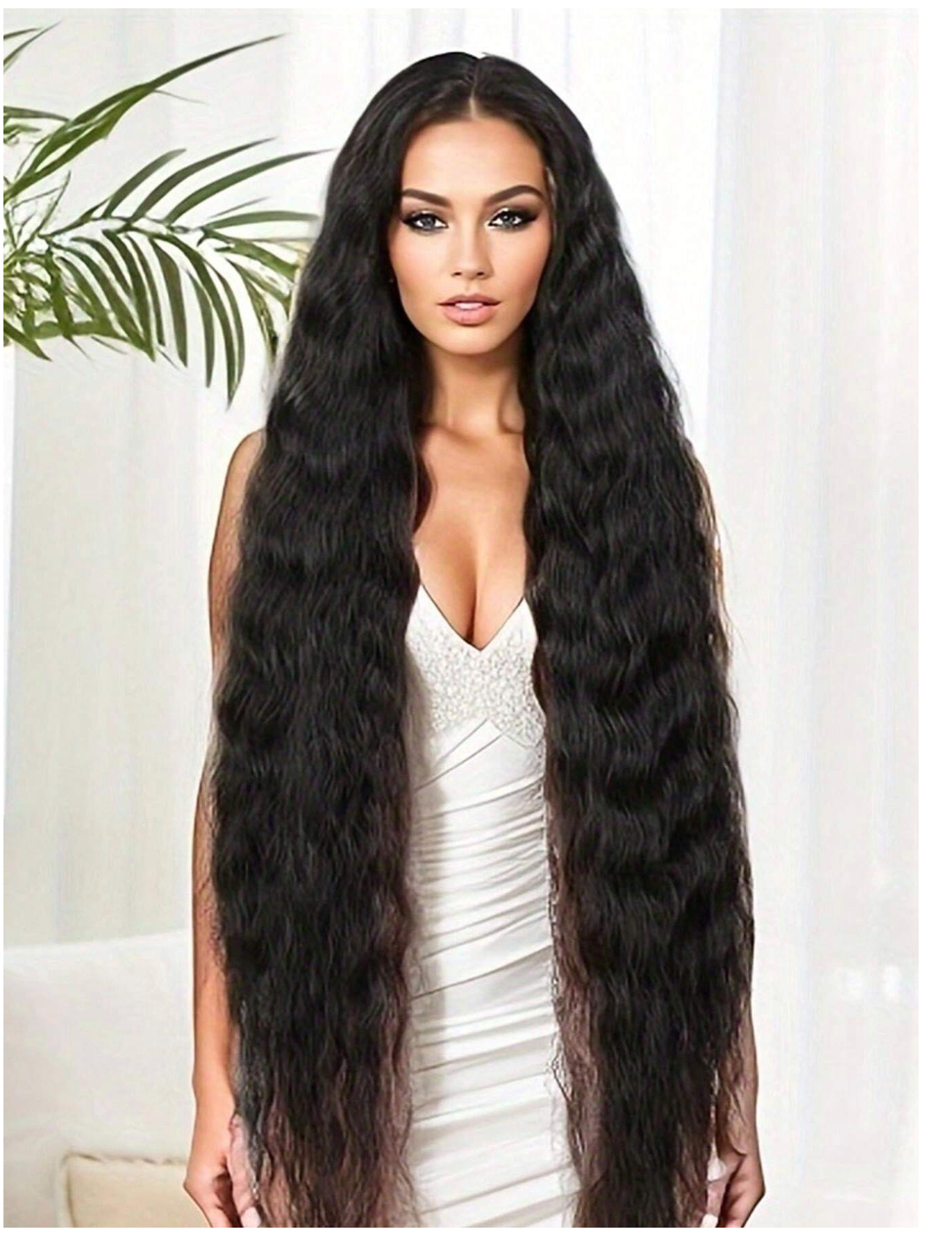 Beautiful Black Wavy Synthetic Wig (30 Inches)