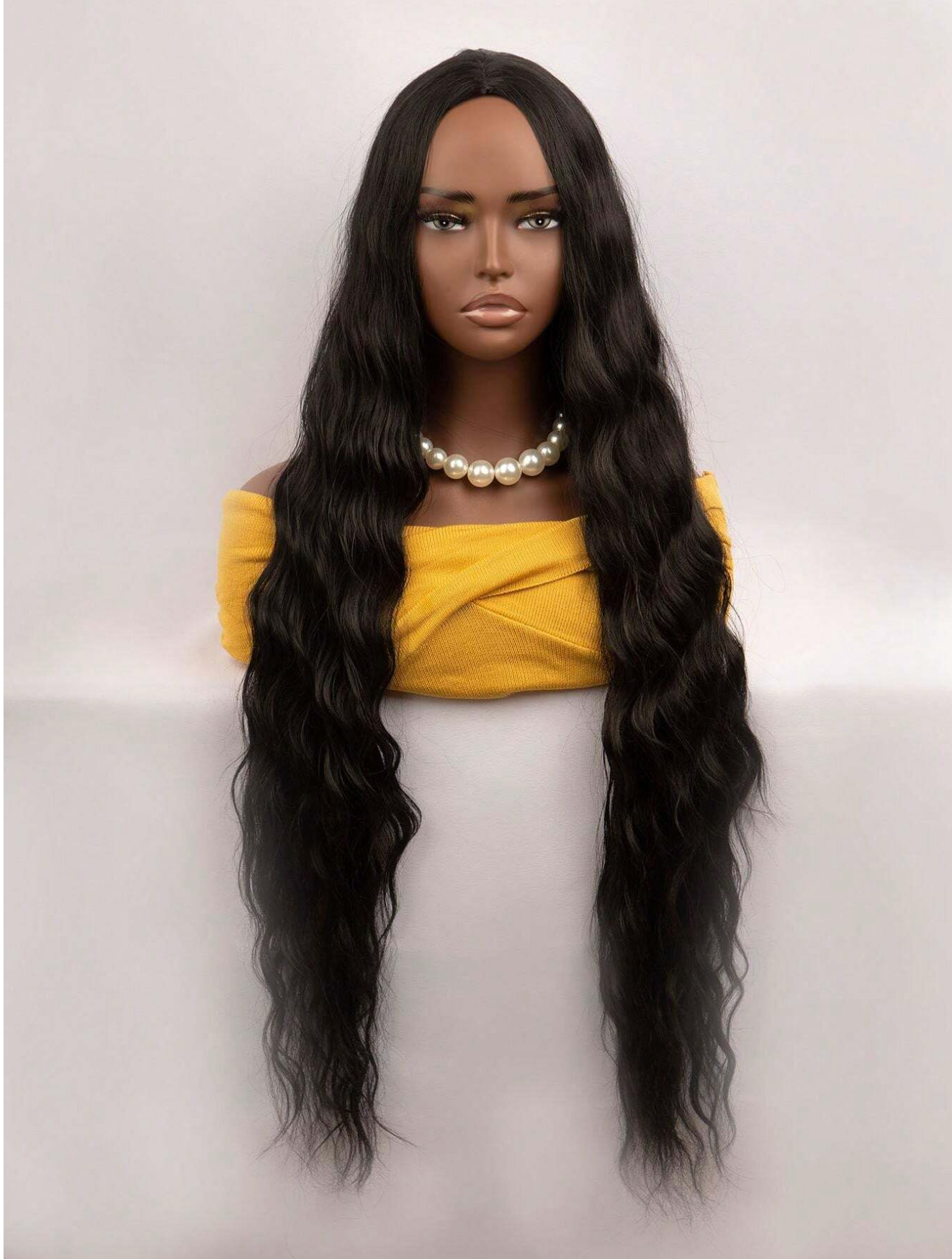 Beautiful Black Wavy Synthetic Wig (30 Inches)