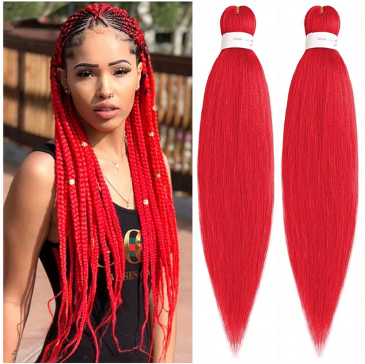 26" Red Yaki Braiding Hair (2Pack)