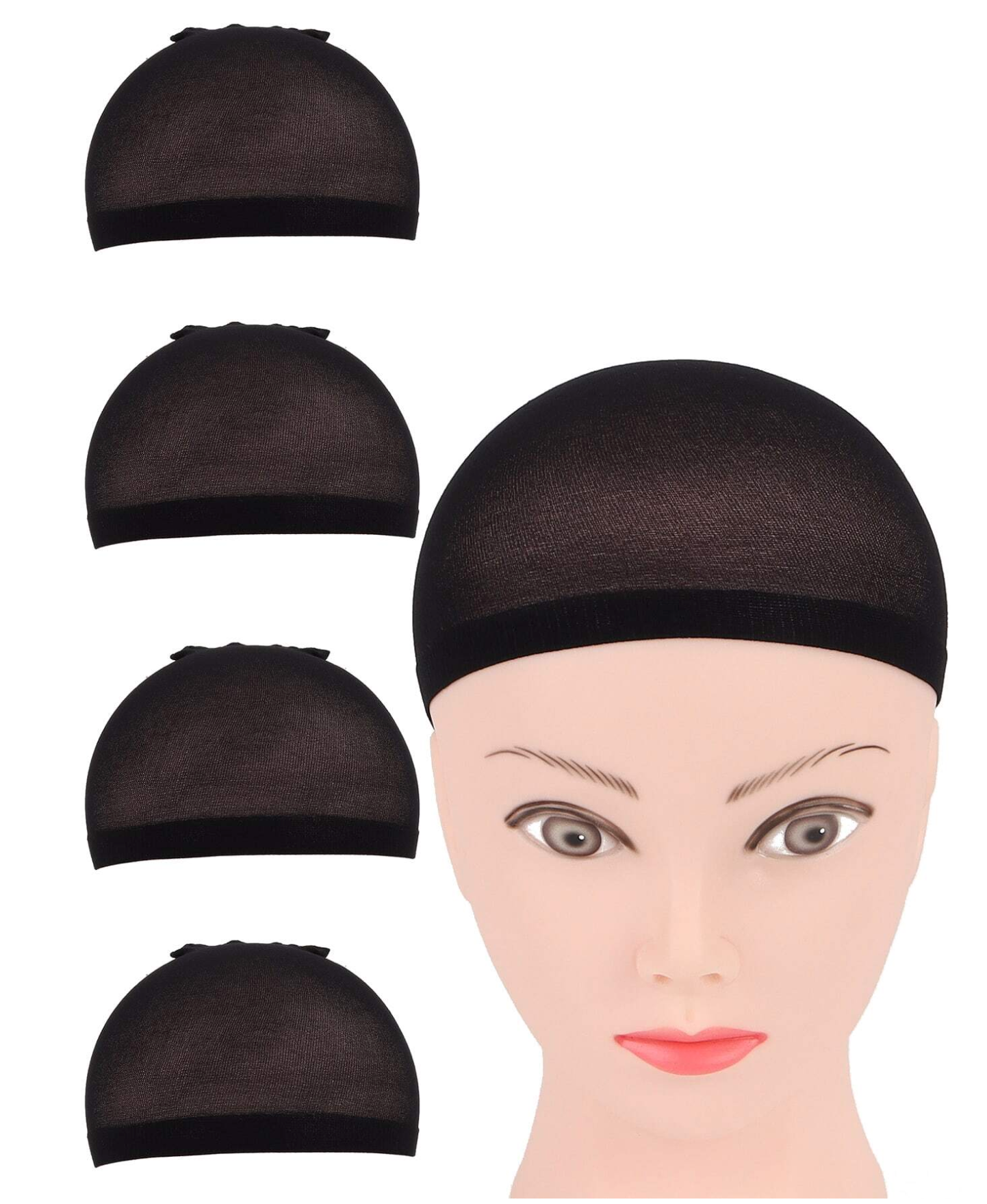 Black 4-Pack Wig Caps
