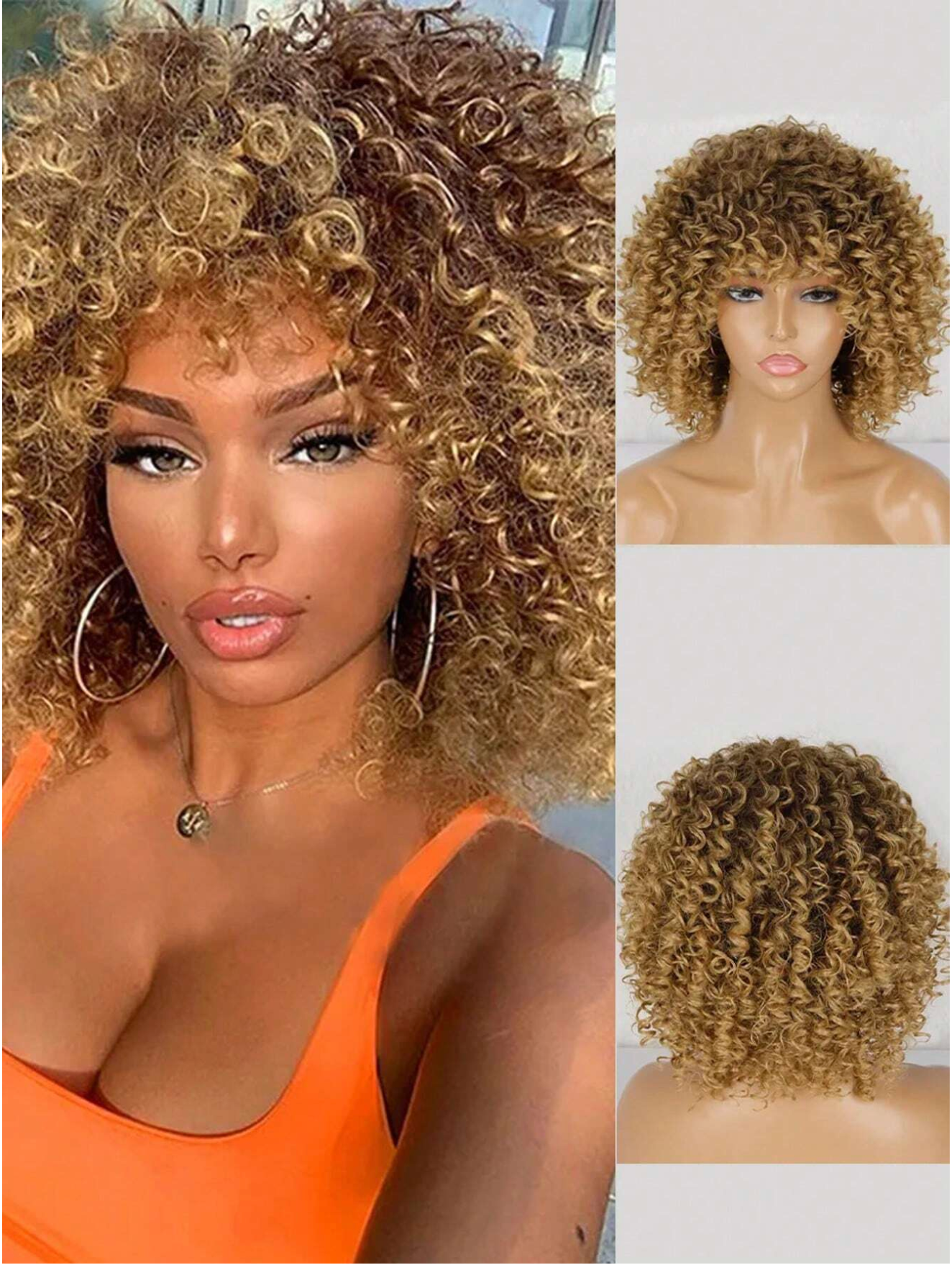 Multicolor 12" Curly Synthetic Wig
