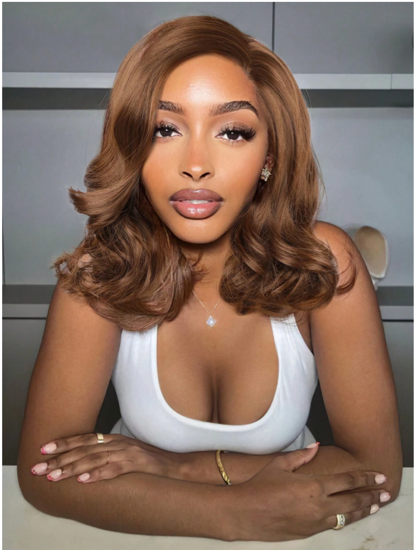 Wavy Brown 16" Loose Wave Synthetic Wig