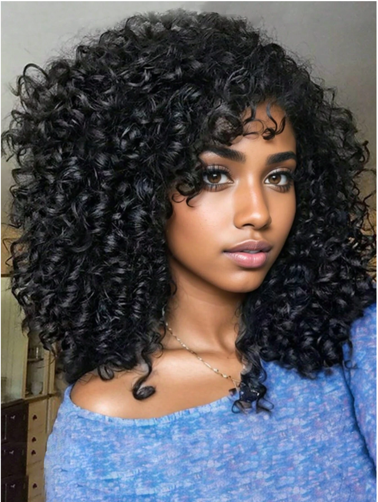 Black Curly 14" Synthetic Wig