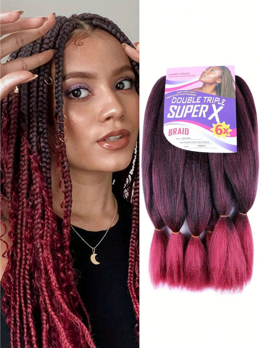6 Pack Wine Red 24" Braiding Hair