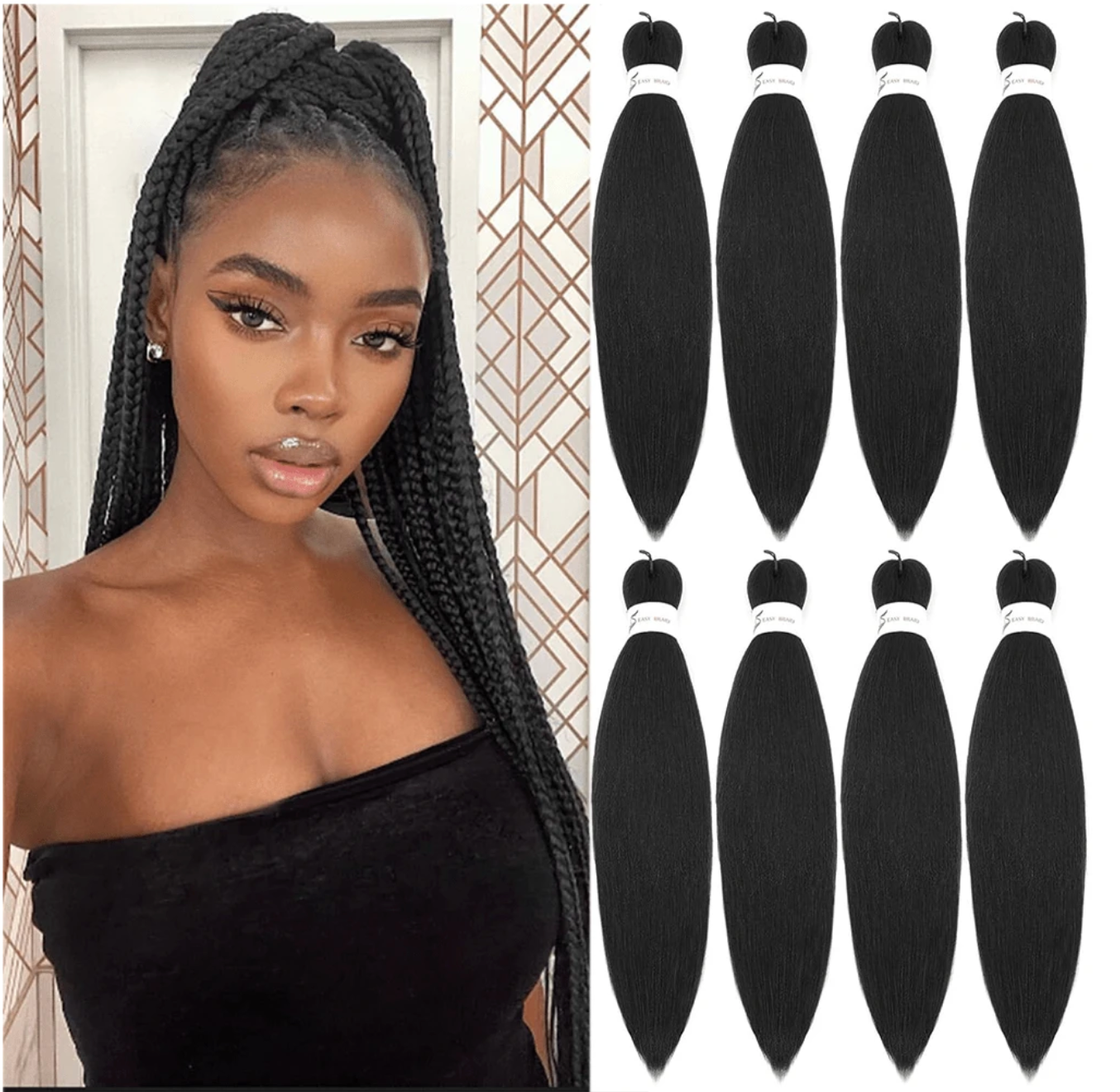 1B Natural (8 Pack) 30" Pre-Stretched Braiding Hair