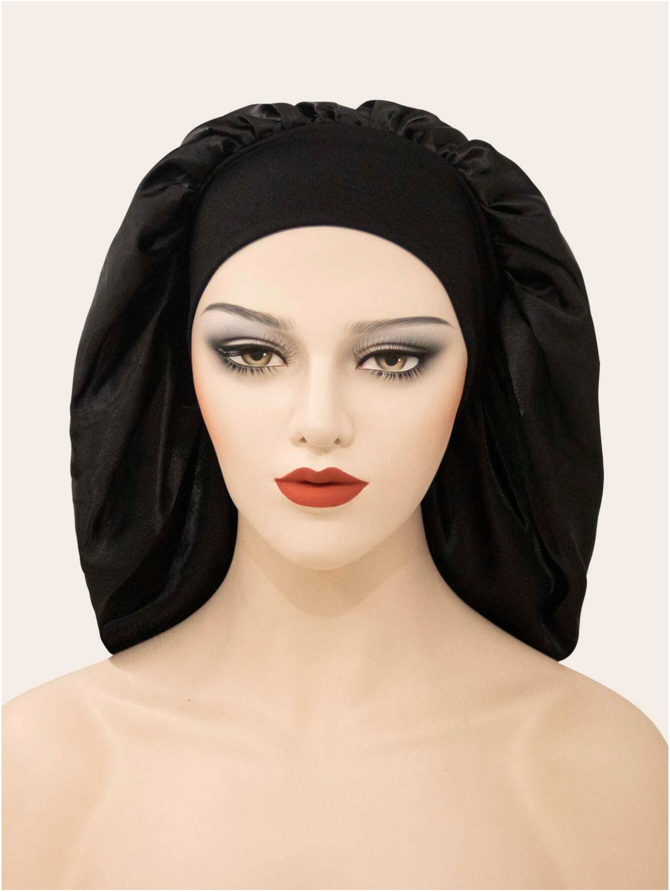 Stretchy Black Satin Hair Bonnet