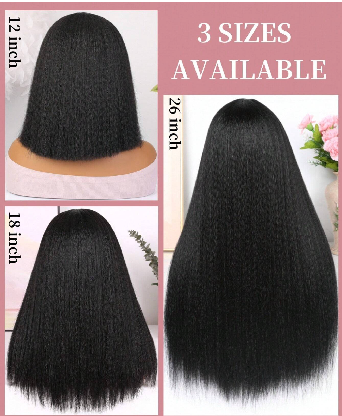 Black Natural Yaki 26" Synthetic Wig