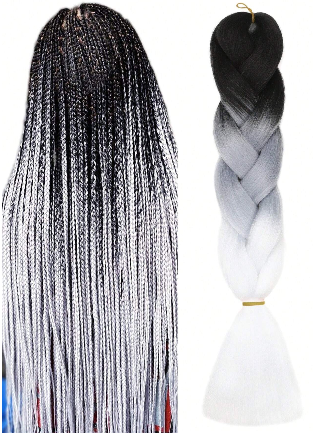 Grey 24" Ombre Braiding Hair (6 Pack)