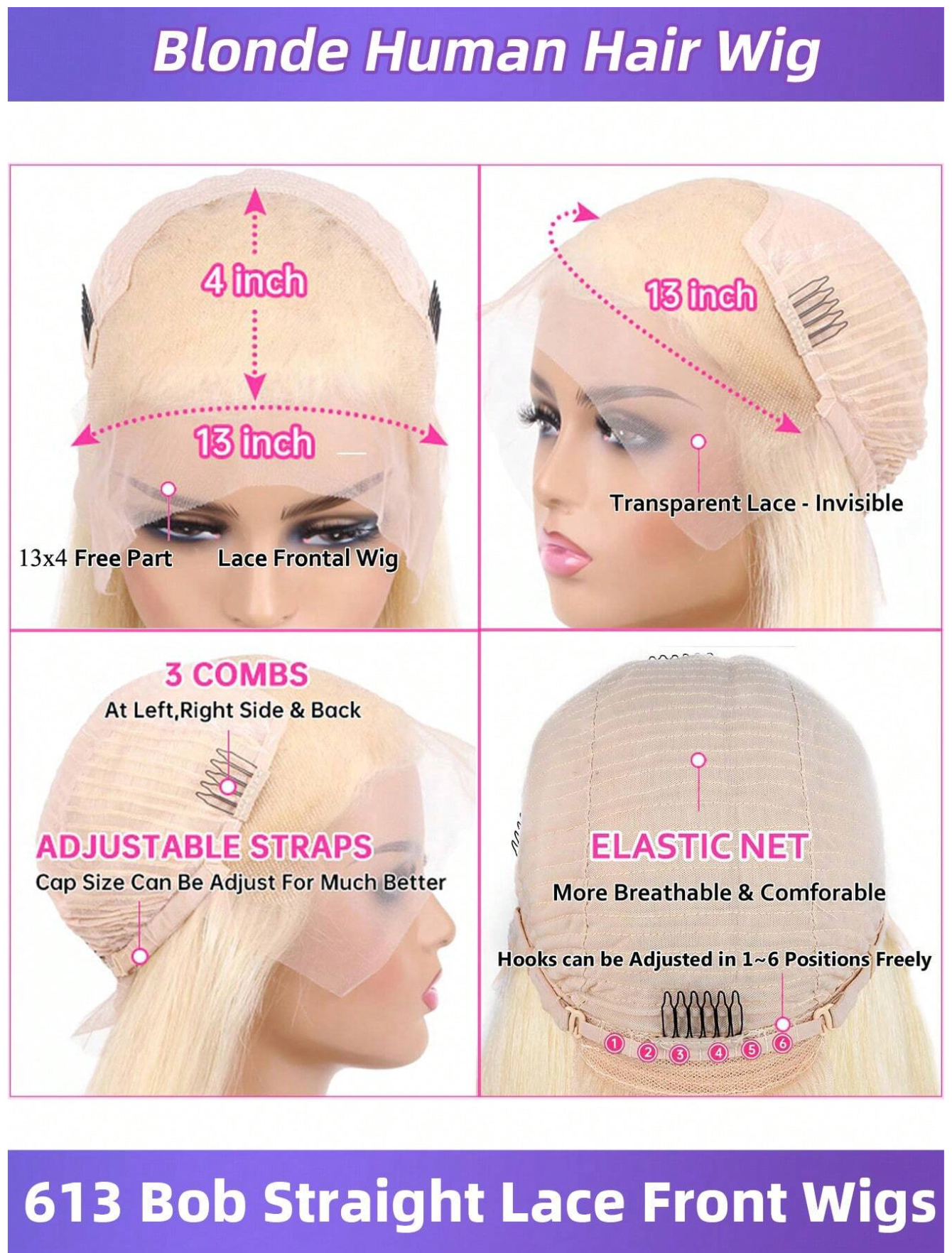 Blonde Bob Wig 13x4 Lace Front Straight Human Hair