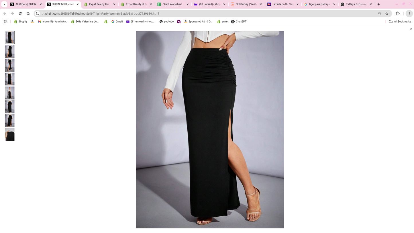 Black High Waist Side Split Maxi Skirt