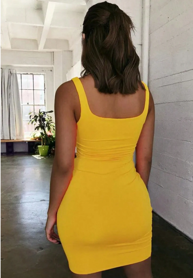 Adorable Yellow Sleeveless Mini Dress