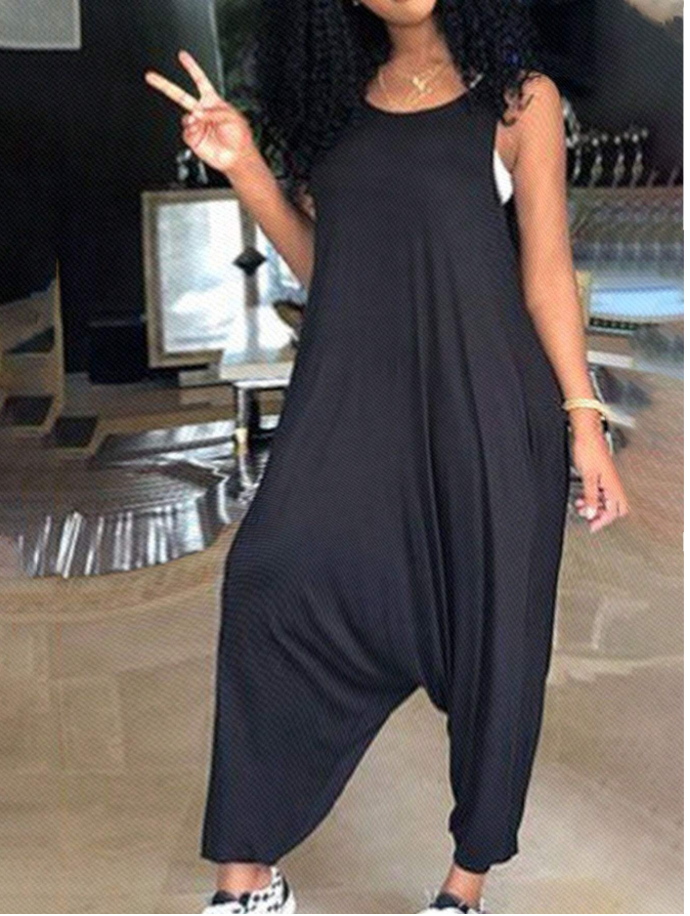Black Sleeveless Loose Fit Jumpsuit