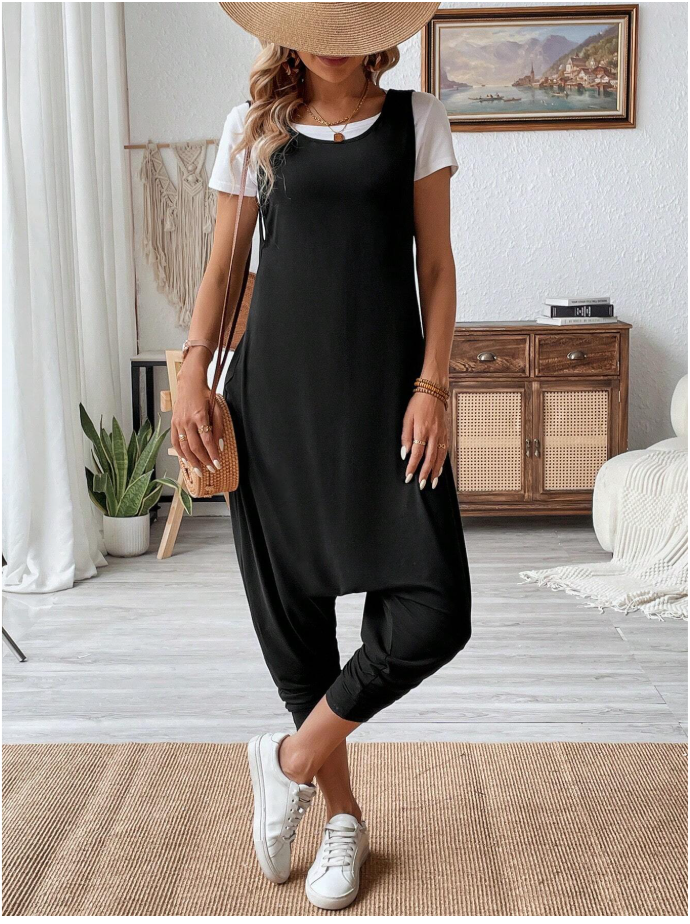 Black Sleeveless Loose Fit Jumpsuit