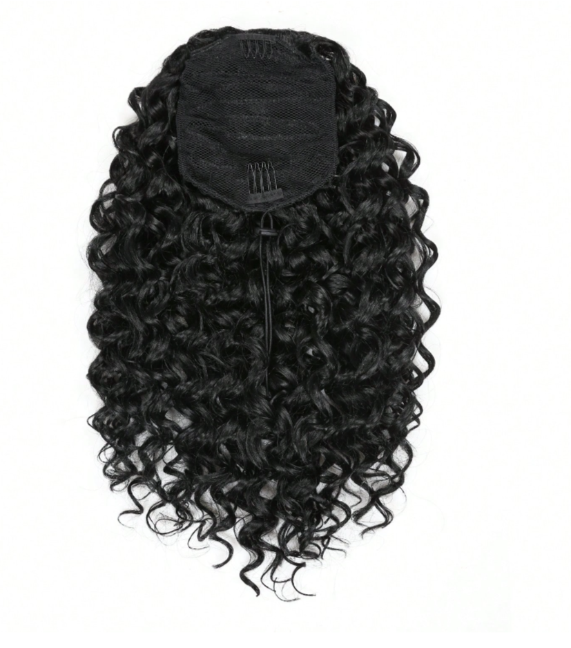 Black 18" Kinky Curly Drawstring Ponytail