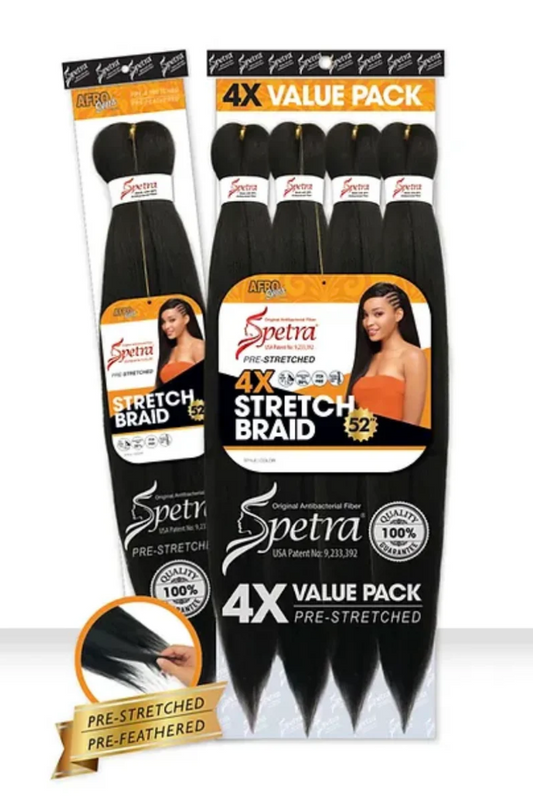 1B Braiding Hair 4x Stretch Braid 52" (4-Pack)