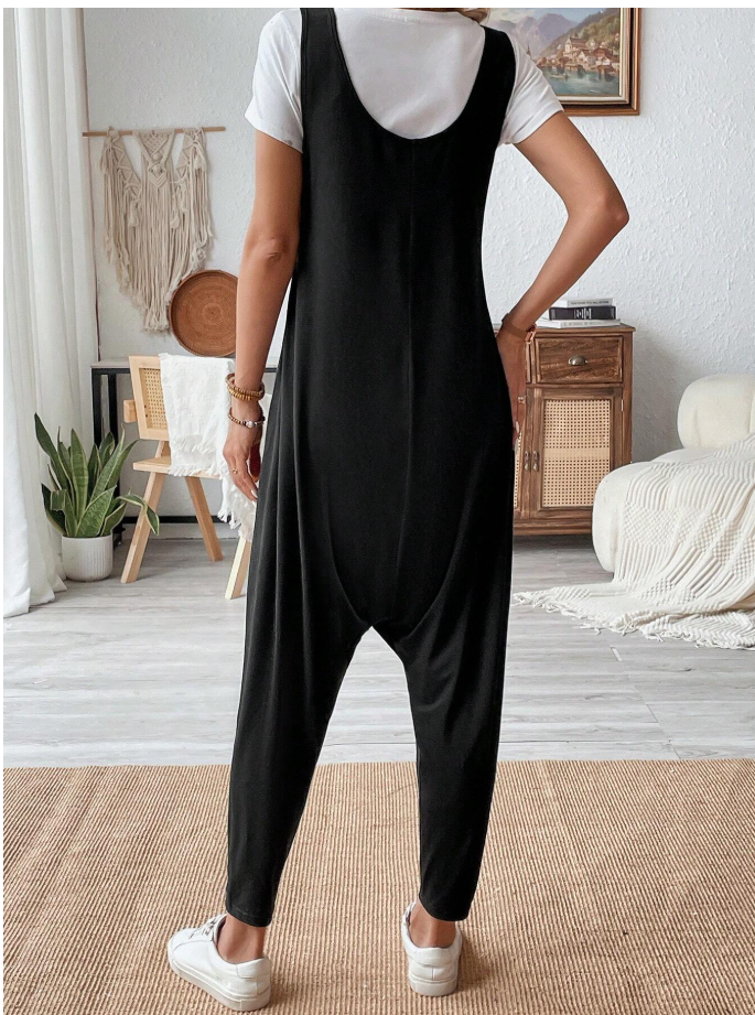 Black Sleeveless Loose Fit Jumpsuit